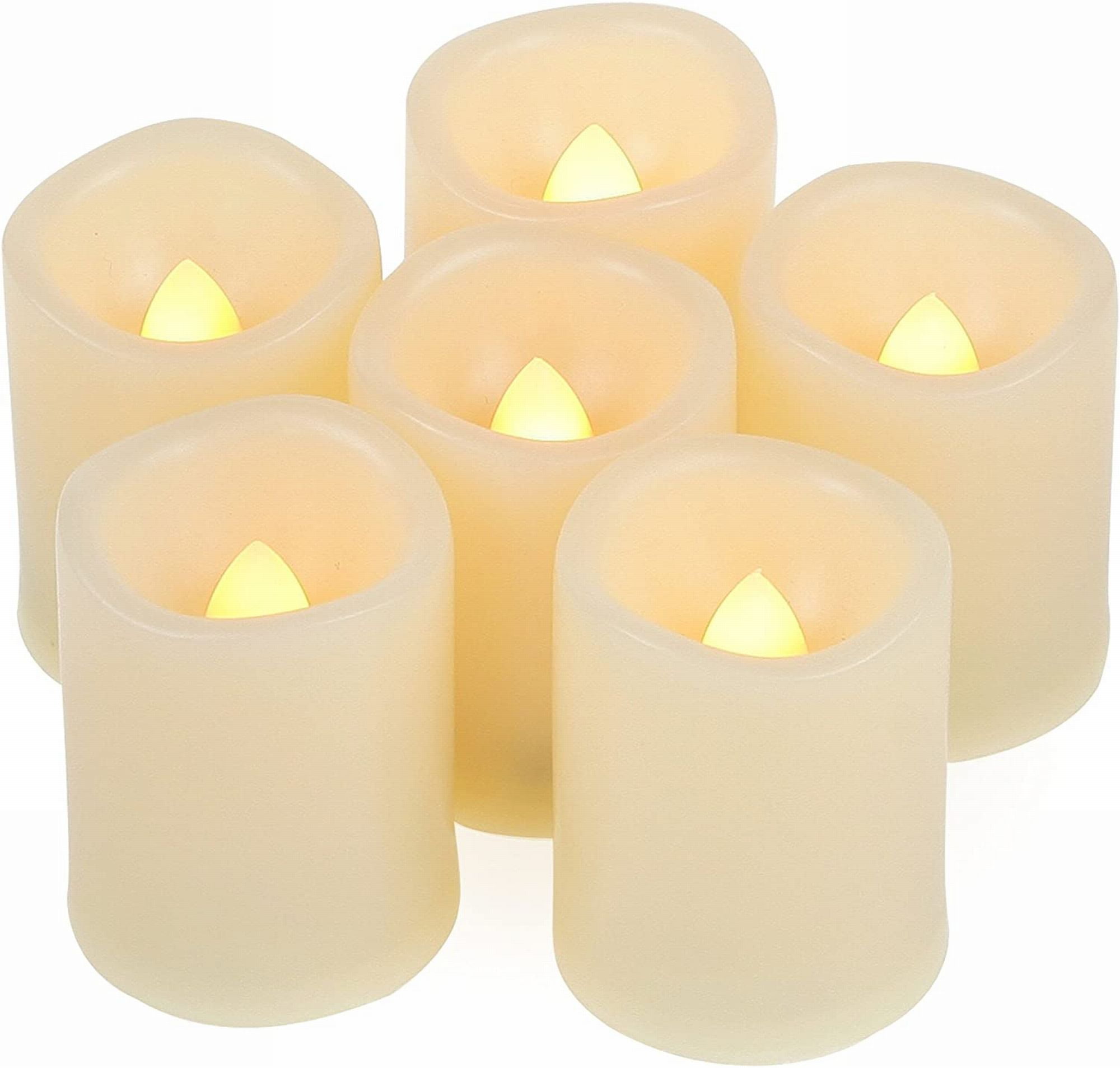 6 400-hr Long Lasting Battery Operated Flameless LED Votive Candles with Timer R 