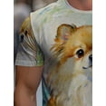thumbnail image 4 of Men's Printed T-Shirt - Full Body Pomeranian Pattern Design Short Sleeve Crew Neck Casual Shirt, Light and Breathable, Suitable for Home Leisure and Outdoor Activities, Machine Wash, 4 of 6