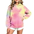 thumbnail image 2 of Hoodies for Girls Nelozsy Girls Gradient Color Hooded Sweatshirt Kids Long Sleeve Loose Pullover Hoodie For Fall Winter Pink 9-10 Years, 2 of 6