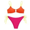 thumbnail image 4 of Triangle Bikini Sets for Women Tie Side Bottom Halter String Back Tie Color Blocked Top Two Piece Swimwear Bathing Suit(Orange,S), 4 of 4