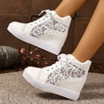thumbnail image 3 of High Top Sneakers for Women Hidden Wedge Breathable Lace Mesh Platform Athletic Shoes Casual Lace up Tennis Shoes White Size 7.5, 3 of 8