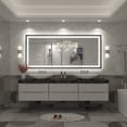 thumbnail image 2 of GODCHAR LED Bathroom Mirror Rectangular Anti-Fog Modern Style Mirror in Tempered Glass Black Frame Black Frame 72x32 inch, 2 of 10