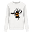 thumbnail image 4 of Yteetum Women's Halloween Round Neck Sweatshirts Long Sleeve Ghost Pumpkin Graphic Print Crewneck Sweatshirt Fall Winter Loose Comfy Spooky Season Holiday Sweatshirt Tops, 4 of 6