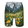 thumbnail image 3 of Balery Mountain Daisy Meadow Traje de Baño Estilo Hawaiano para Hombre, Shorts de Secado Rápido con Bolsillos-Large, 3 of 6