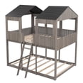 thumbnail image 6 of Bed Frame Full Over Full WoodBunk Bed with Roof, Window, Guardrail, Ladder, 6 of 8