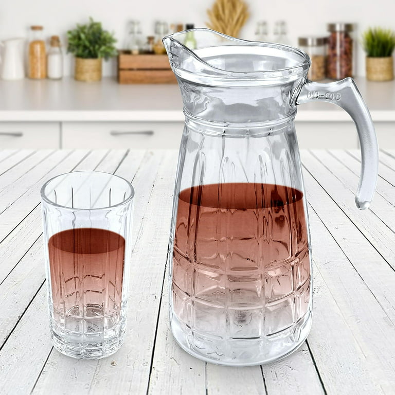 JoyJolt 60oz Glass Pitcher with Lid (2 Lids) - Beverage Serveware