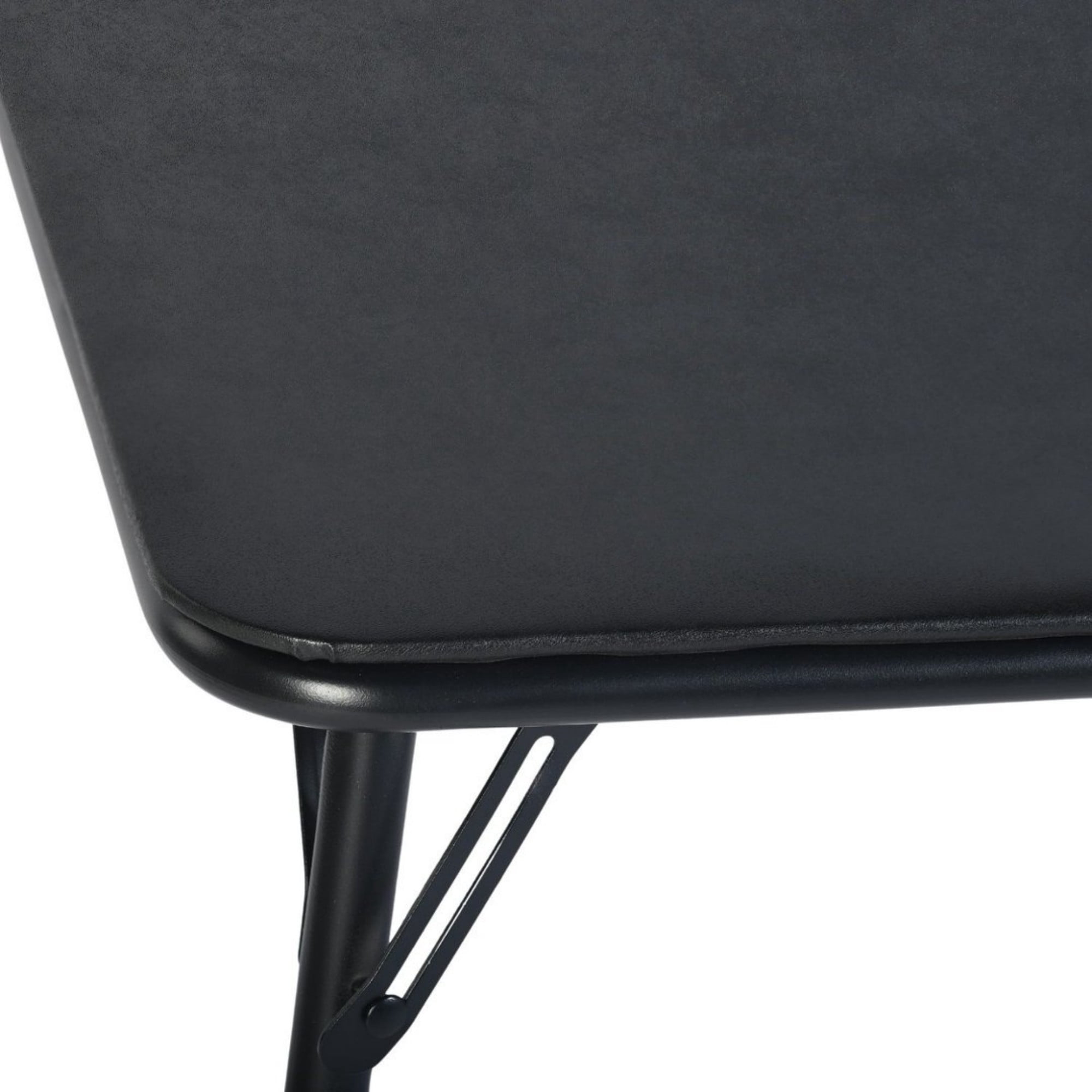BSHTI 34" Square Folding Table – No Assembly Portable Card Table, PVC Top with Metal Frame, Indoor Outdoor Use for Dining Room, Living Room, Office & Camping, Black