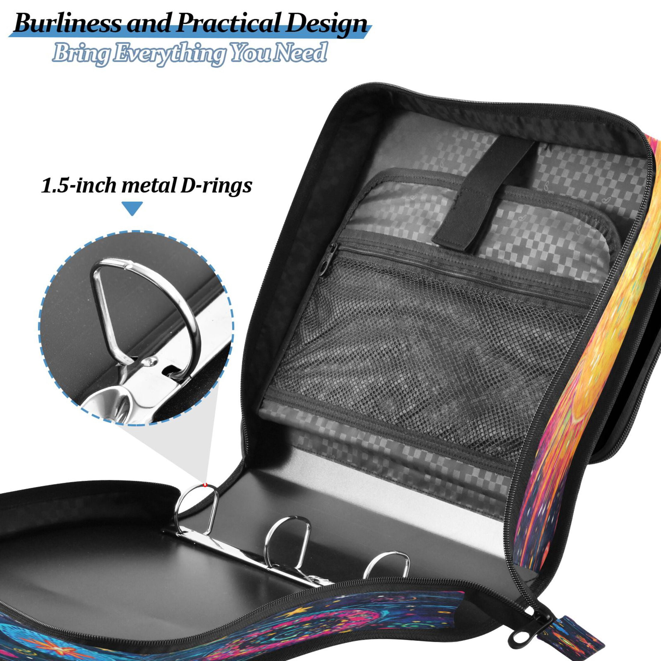 YAZAOO Zipper Binder trapper keeper Documents Organized Design Cosmic Cat Printed
