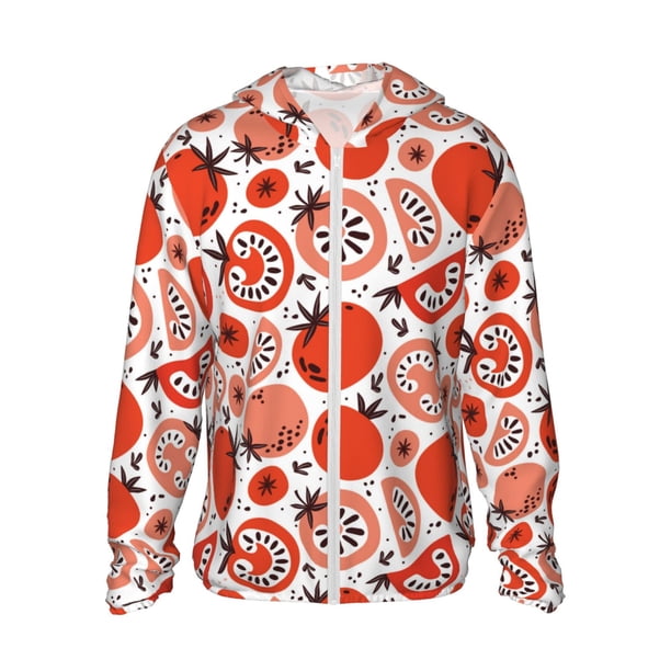 Balery Hand Drawn Tomatoes Sudadera ligera de manga larga con capucha y protección solar UPF 50+ para hombre y mujer, ideal para pesca y running-XX-Large