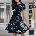 thumbnail image 2 of Space Planets Constellation Women's Classic Swing Skater Dress Casual Work Party Cocktail Dresses, 2 of 6