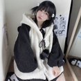 thumbnail image 4 of Sudaderas con capucha Kawaii para mujer, Sudadera con orejas de Panda, bolas de felpa, cremallera, Sudadera holgada, ropa escolar para adolescentes, ropa JK para niñas, Invierno, 4 of 5