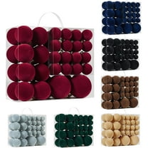 Christmas Tree Ornaments Balls, 46PCS/8CM Velvet Christmas Balls Flocked Christmas Tree Ornaments Balls Plastic Xmas Hanging Ornaments Christmas Tree DecorationChristmas Ornaments Balls Red