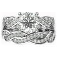 thumbnail image 2 of Sz 4 Sterling Silver 925 CZ Cubic Zirconia Infinity Wedding Engagement Ring Set, 2 of 4