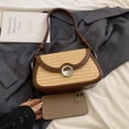 thumbnail image 2 of Bolso Hobo Elegante para Mujer Tejido Paja Gran Capacidad Con Retales Playa Verano, 2 of 9