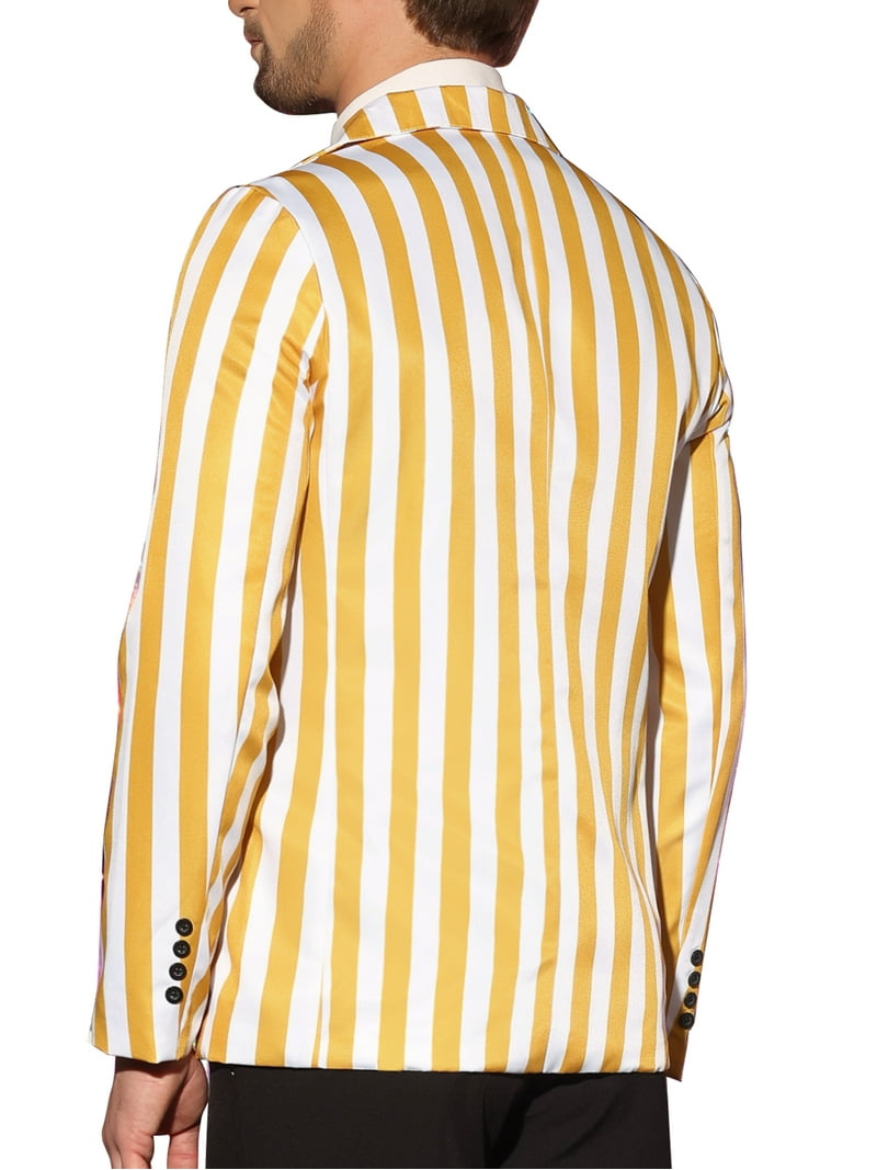 INSPIRE CHIC Men's Suit Striped Single Breasted Slim Fit Casual