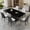 71 Inch Black Table+6 White&Gray, variant on JUFU 71" Black Faux Marble Dining Table Set for 6, Modern Dining Room Table with PU Leather Chairs and Golden Legs, Elegant Dining Set for Kitchen & Living Room
