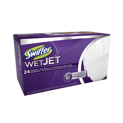 Swiffer 08443 WetJet 11.3 in. x 5.4 in. System Cloth Refills - White (24-Piece/Box, 4 Boxes/Carton)
