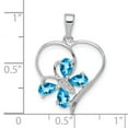 thumbnail image 3 of Sterling Silver Rhodium SW Blue Topaz & Diamond Butterfly Heart Pendant QDX510, 3 of 4