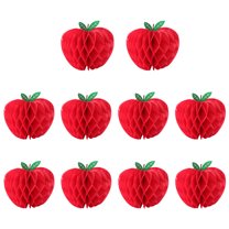 ibasenice 10Pcs Vibrant Red Paper Apple Honeycomb Ball Party Decoration Wall Hanging