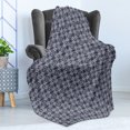 thumbnail image 4 of Navy Blue Soft Flannel Fleece Throw Blanket, Japanese Inspired Curves Lace Arrangement Antique Floral Composition, Cozy Plush for Indoor and Outdoor Use, 50" x 70", Navy Blue White, by Ambesonne, 4 of 5