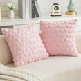 thumbnail image 1 of POWKOL - Juego de 2 fundas de almohada decorativas con diseño de corazones y amor en color rosa, 45,7 x 45,7 cm, de lana de peluche suave para sofá o hogar., 1 of 6