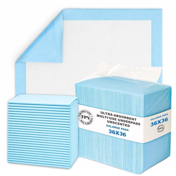 FPN 100-Pack Disposable Underpads 36x36 inch | Extra Large, Ultra-Absorbent, Leak-Proof Bed Protection Pads for Kids, Adults, Elderly & Pets | Incontinence Care