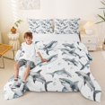 thumbnail image 2 of Feelyou Grey Ink Shark Wildlife Full Size Comforter Sets for Boys Girls, Simple Marine Animal Bedding Sets, Grey White, Grey Reversible, 3pcs, 2 of 6