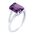 thumbnail image 2 of 10k White Gold Genuine Emerald-Shape Amethyst and Split-Shank Diamond Ring, 2 of 5