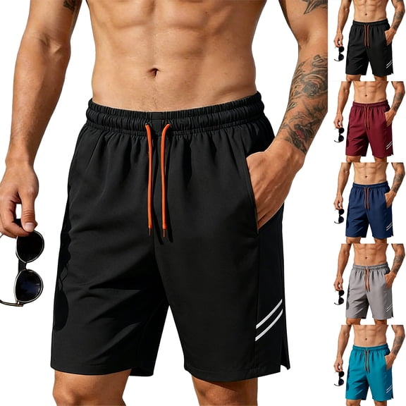 Mens Athletic Shorts 7 Inch Elastic Waist Lightweight Quick Dry Running Shorts for Workout Running Hiking Turquoise L