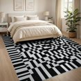 thumbnail image 3 of ODIKA 8'x10' Washable Area Rug Entryway Alternating Motif Bordered Framework Symmetrical Bathroom for King Size Bedroom Under Bed, Master Suite, Non-Shedding, Easy Care, 3 of 7