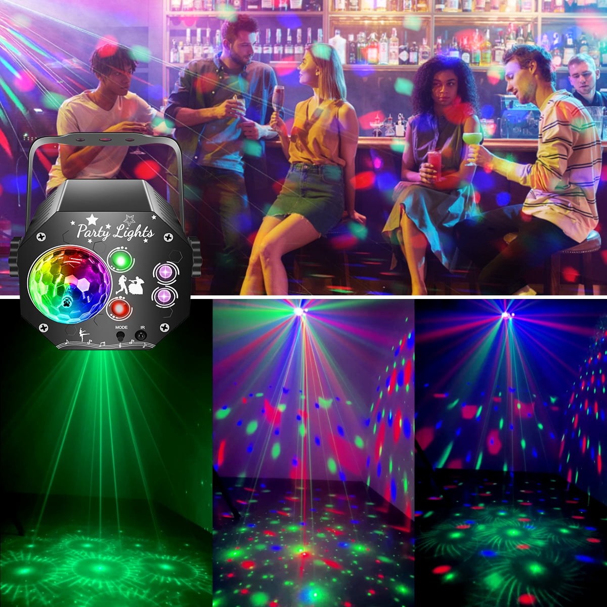 Mini Stage Effect Light,  UV LED Projector Disco Light, 64 Patterns DJ Strobe Light  for Bar Wedding Birthday Halloween Home Party Decor