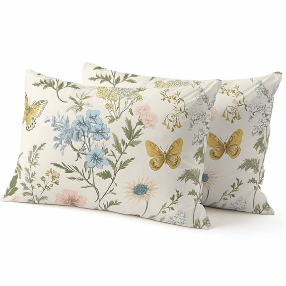 Throw Pillow Covers 12x20 Inch Inch Set of 2 Spring Floral Decorative Pillow Covers Butterfly Farmhouse Flower Cushion Cover Pillowcase for Sofa Couch Bed Home Decor