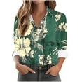 thumbnail image 3 of Women's Button-Up Long Sleeve Shirts Fashion Floral Print Dressy Blouses Casual Turndown Collar Shirt Loose Tops Spring Summer Outdoor,Beach,Vacation Top 12#Multicolor 3XL, 3 of 6