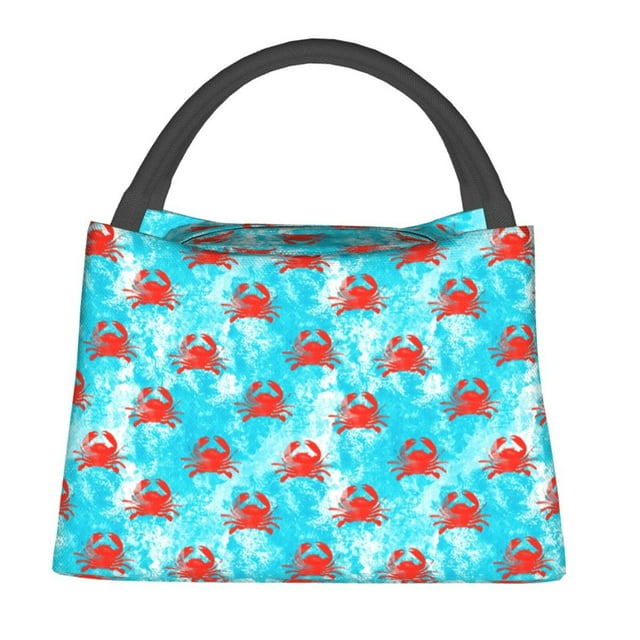 Fotbe Crab Swims In The Ocean Bolsa Térmica Portátil con Estampado, Bolsa de Entrega de Alimentos Aislada, Bolsa Reutilizable de Gran Capacidad para Comidas y Supermercado