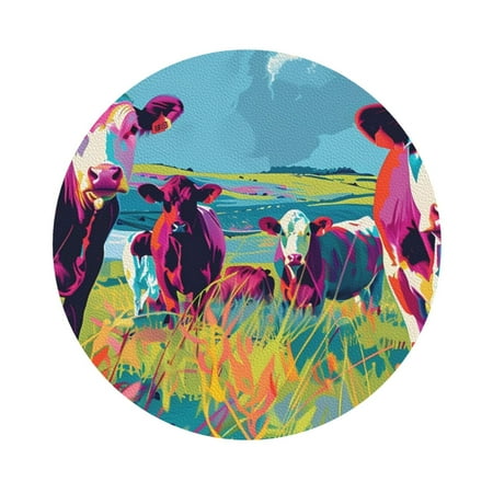 

Ocsxa Pop Art Colorful Cows Coasters for Drinks Leather Coasters Set of 4 for Coffee Table for Housewarming Kitchen Bar Decor One Size