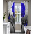 thumbnail image 4 of Blue Rose Sheer Curtains 63 Inch Length 2 Panels Set for Living Room/Bedroom, Flower Raindrops Butterfly Grey Art Kitchen Curtains Grommet Semi-Sheer Curtains Drapes Voile Window Treatments 42"x63"x2, 4 of 7