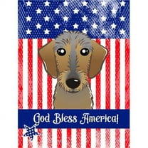 God Bless American Flag with Chocolate Labrador Flag Canvas House Size BB2164CHF