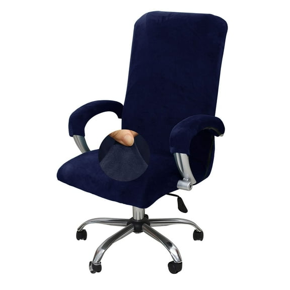 Stretch Office Chair Covers, Soft Rotating Chair Slipcovers Velvet Computer Office Chair Covers Desk Chair Covers with Arm Covers for Office Chair-Camel-X-Large