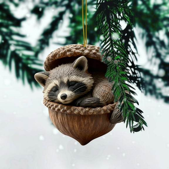 Acorn Ornaments 2D Acrylic Forest Animal Christmas Tree Ornaments 3.15In Pine Cone Animal Decoration Woodland Creature Figurine Hanging Ornament Home Party DÃ©cor()#1744