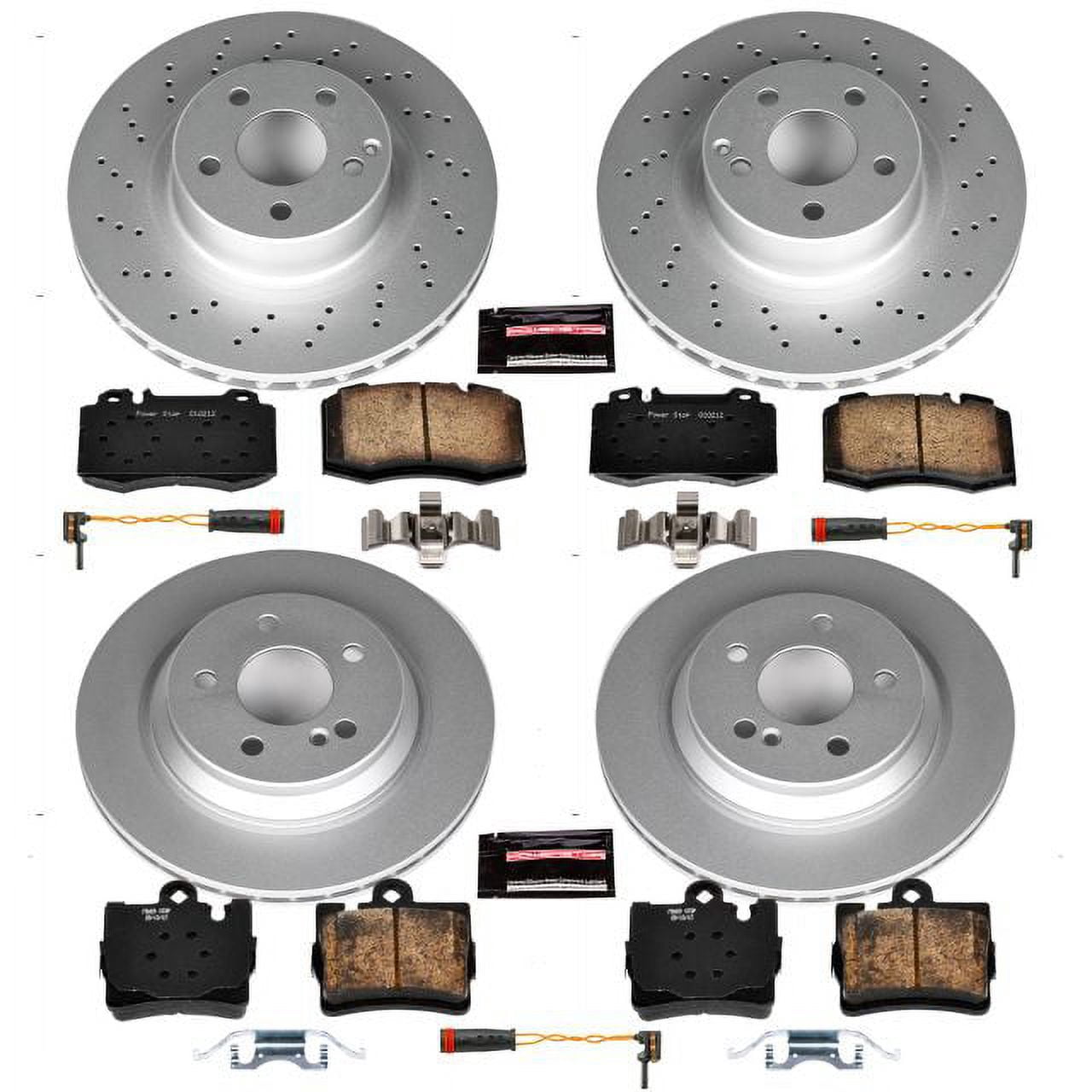 PowerStop Front and Rear Geomet Coated Brake Rotor and Pad Kit Fits: MERCEDES-BENZ Select Models CRK6211