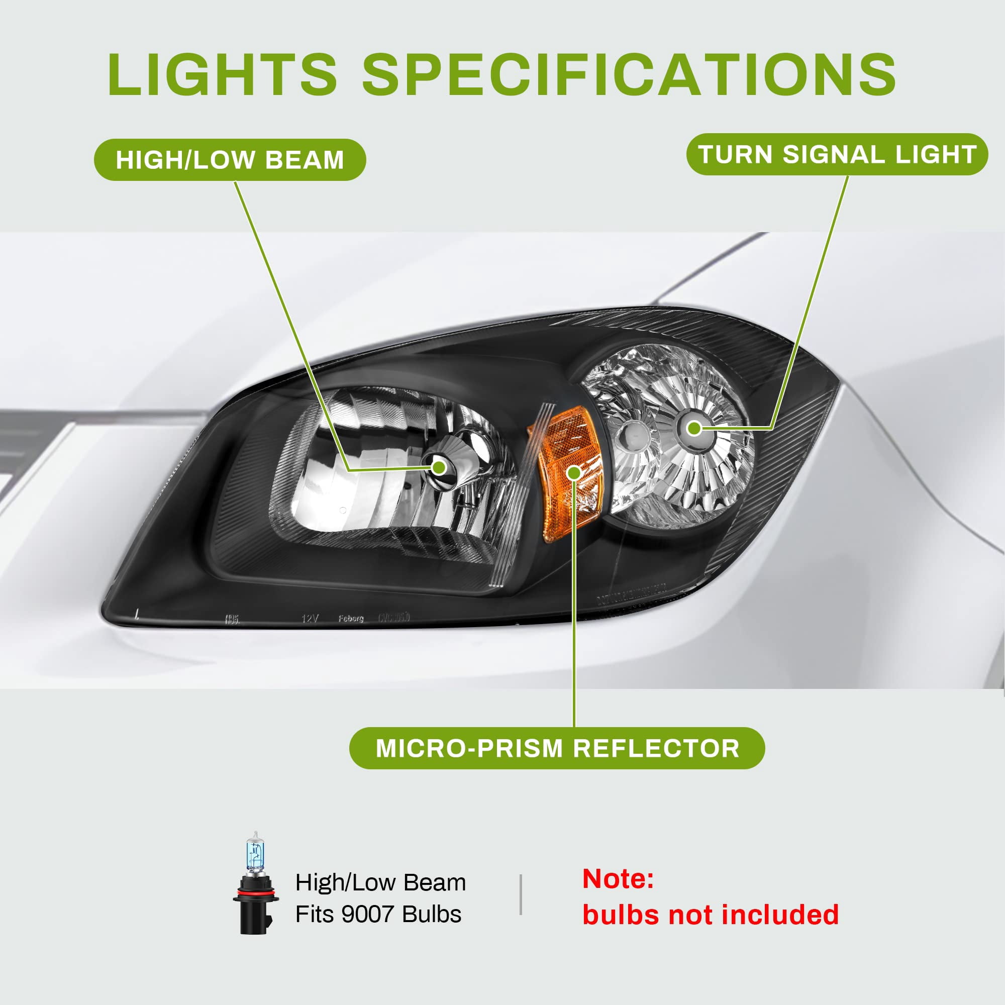 RVNI Headlights For 2005-2010 Chevy Cobalt 2007-2010 Pontiac G5 2005-2006 Pursuit Set