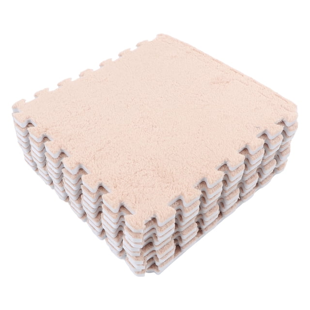 10 alfombrillas de espuma de felpa para suelo, suaves, gruesas, con juntas divididas y entrelazadas, para suelo de habitación, color tostado claro