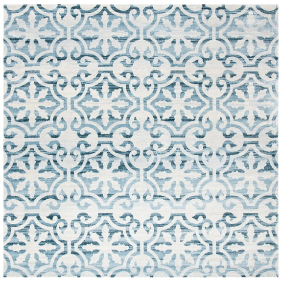 SAFAVIEH Martha Stewart Isabella Clover Area Rug, Navy/Ivory, 6'7" x 6'7" Square