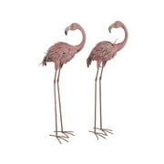 Things2Die4 Pair of 34 inch Tall Decorative Metal Pink Flamingo Yard Statues