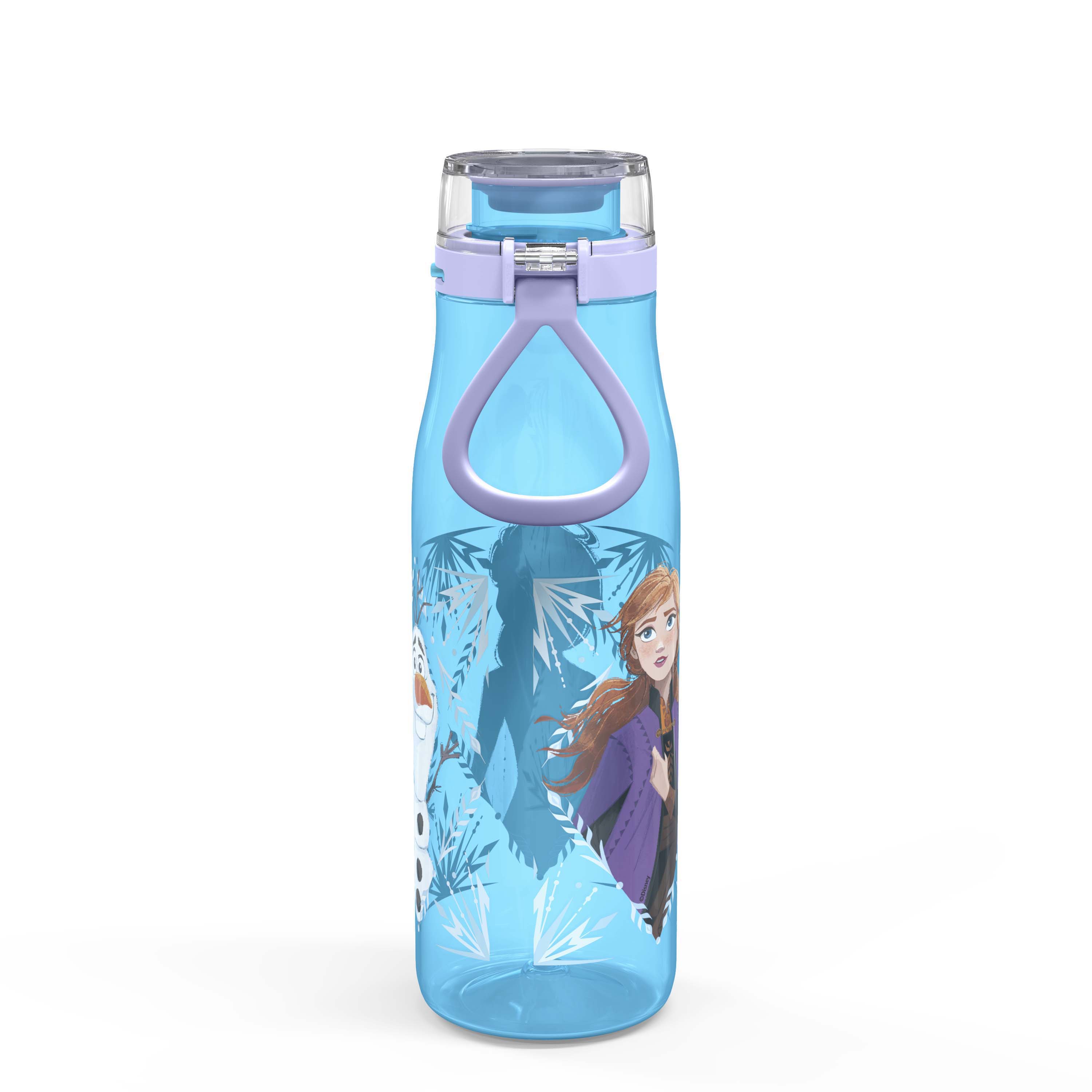 Zak Designs 25 oz. Kiona Plastic Kids Water Bottle Disney Frozen 2 Elsa & Anna Push Button Locking Lid Portable Carry Loop Leak-Proof Design BPA-Free - image 5 of 11