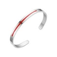 thumbnail image 1 of Bracelet en Acier Titane en Forme de C, Barres Rouges et Bleues, Bracelet Couple en Acier Inoxydable, 1 of 1