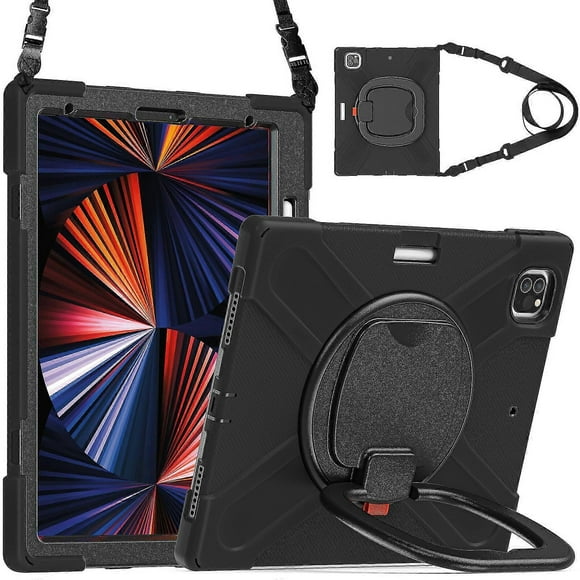 Adjustable Ring Stand Case For Ipad 9.7 Inch 2018 With Shoulder Strap Big Adjustable Ring Stand, Shock Protection Cover