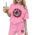 thumbnail image 2 of SGFCWSX Girls 2 Piece Outfits Kids 4th of July Casual Summer Oversized Short Sleeve T Shirt Graphic Print Elastic Waist Shorts Daily Wear Pink Size 11-12 Years, 2 of 6