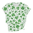 thumbnail image 6 of Xdegoge St Patrick's Day Tops Women Leprechaun Hat Clover Allover Print T-Shirt Short Sleeve Crewneck Tee Funny Irish Festival Shirt Summer Casual Holiday, 6 of 6