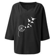 thumbnail image 4 of YUNAFFT Womens Tops Casual Loose Fashion Women's Fashion Printed V- Neck Three Quarter Sleeve T-shirt Blouse Loose Tops On Sale, 4 of 5
